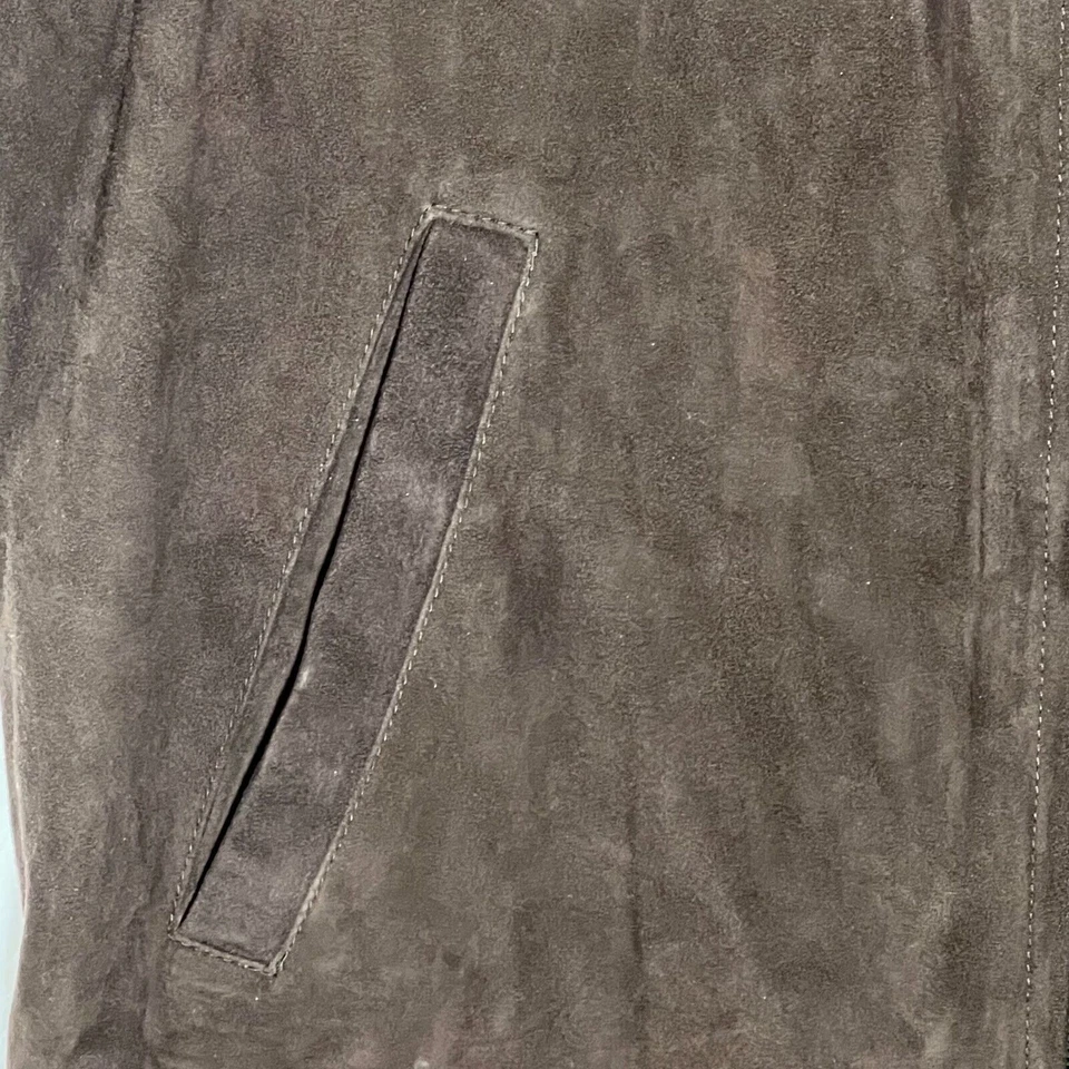 Chaleco Neiman Marcus Mujer Talla S Marrón Gamuza Cremallera Completa Sin Mangas Hecho en Italia Foto 4 de 4