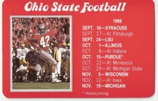 1988 OHIO STATE UNIVERSITY BUCKEYES FOOTBALL SCHEDULE - VINCE WORKMAN ON FRONT