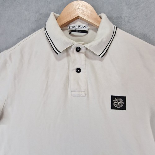 Stone Island Poloshirt Herren Medium Creme Slim Fit Kragen Knopfleiste - Bild 9 von 15