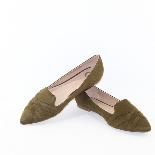 JOURNEE COLLECTION Mindee womens flats shoes size 11 M olive fabric up NEW - Picture 3 of 6