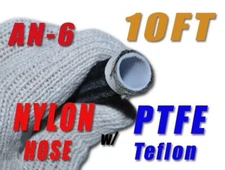 5/16" AN6 Black Nylon Braided Ethanol Fuel Oil Gas Line Hose PTFE - 10FT