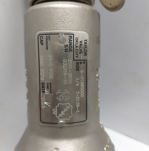 Taylor Valve Technology S-01380000 Safety Relief Valve Size 3/4 2400 PSIG - Picture 5 of 12
