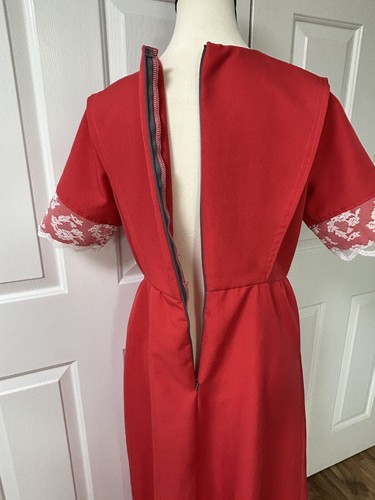 Amish Mennonite Cape Dress Medium Modest Conservative Warm Pink/Red B36 - Picture 6 of 14