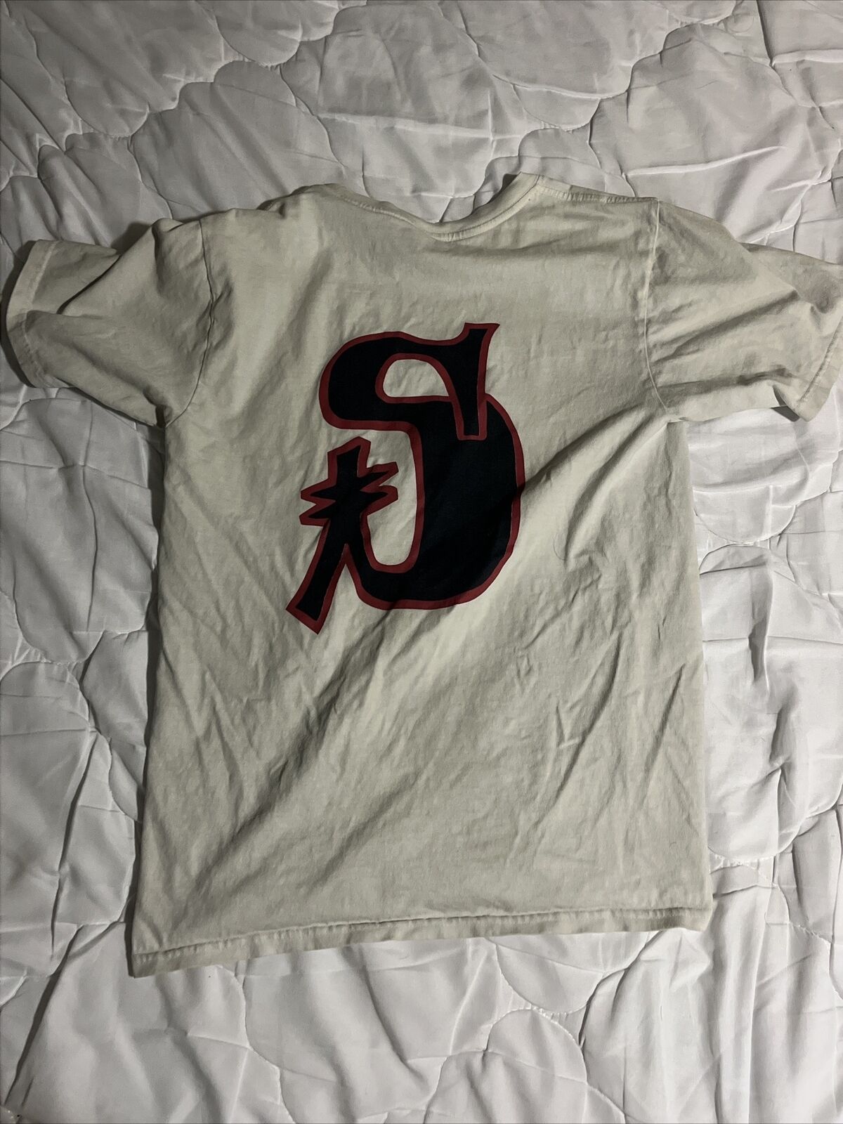 Stussy Solo S Pigment Dyed Tee Natural Bone Off-White Red Black 2022 SMALL 