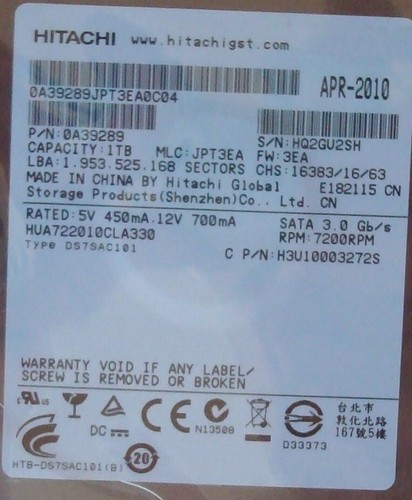 *New* Hitachi 0A39289 1TB 7,200 RPM 3 Gbps 3.5 in. SATA HDD - Zdjęcie 6 z 6