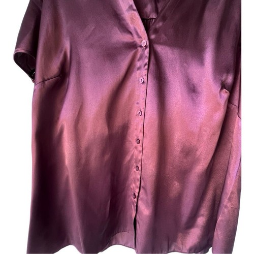 Mujer LANE BRYANT Satén Vid Blusa Abajo Botones Camisa Manga Corta Cuello en V 22. - Imagen 4 de 8