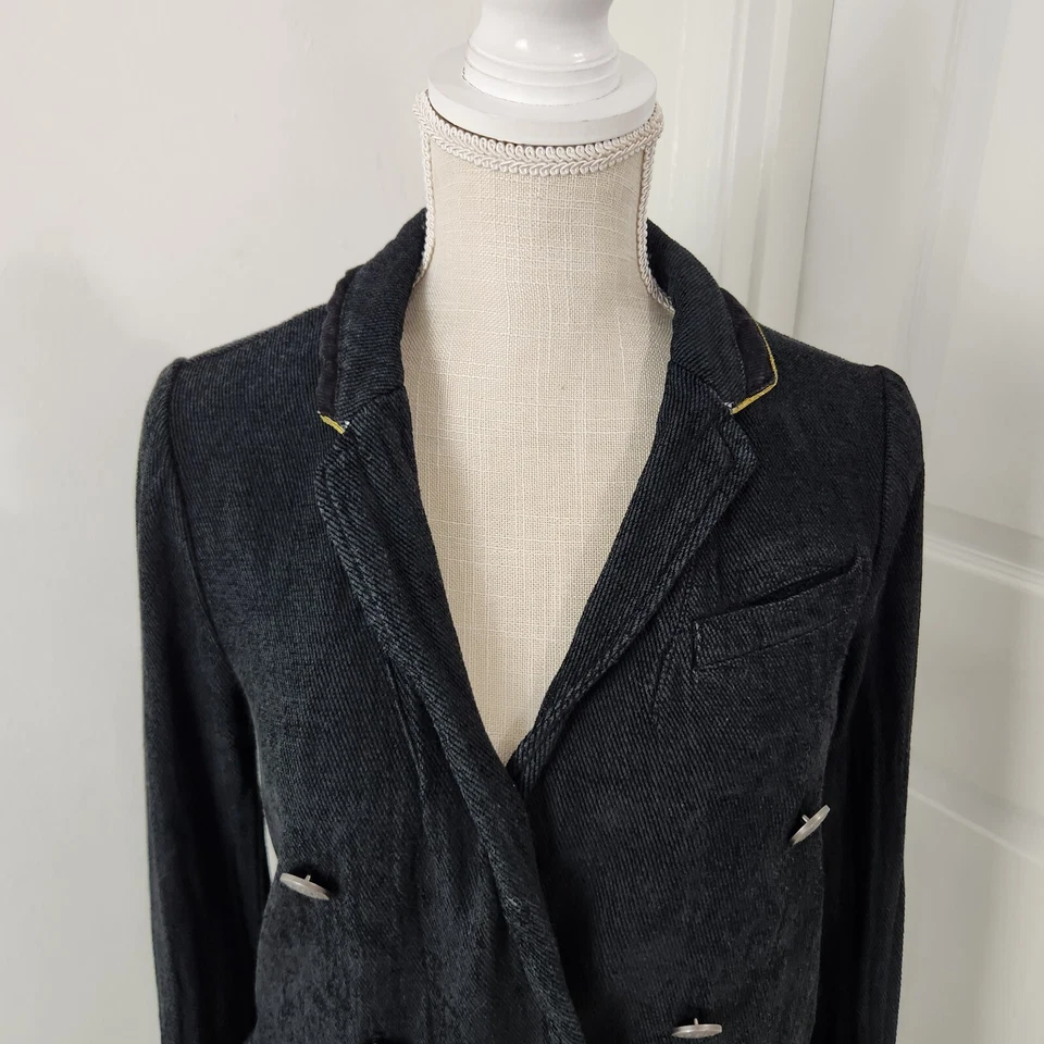 Free People Blazer Womens XS Black Twill Military Pirate Nautical Relaxed Soft - Image 2 of 4