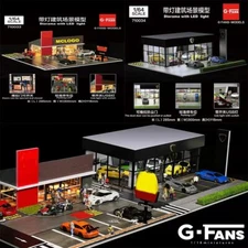 G-FANS 1:64 Diorama Model Car Garage Model LED Lighting Parking Lots Scene Model