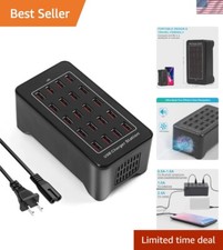 20-Port 100W USB Charging Station with Intelligent Detection for Fast Charging