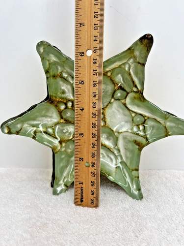 Arda Glassware Hand Painted Starfish Dish - Vase Turquoise and Gold - Set of 3 - Picture 8 of 9