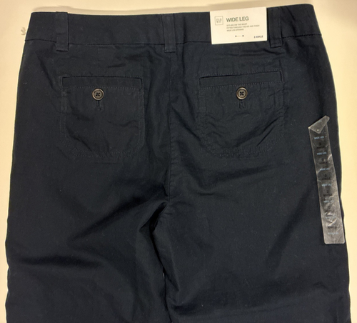GAP Pants Womens size 2 Black Mid Rise Ankle Wide Leg cotton linen NWT - Picture 12 of 13