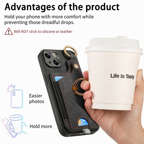 For iPhone 16 Pro Max 16 15 Magnetic Ring Stand Card Slot Shockproof Wallet Case - Bild 15 von 61