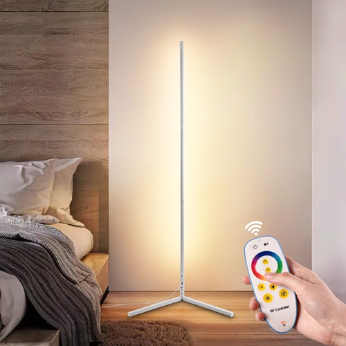 RGBCW Corner Floor Lamp Minimalist Dimmable Lighting Remote Tall Floor Lamp Whit