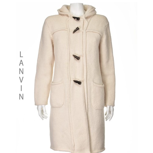 LANVIN Ivory Alpaca Knit Toggle Coat w/ Hood Winter 2007 Collection SIZE Small - Picture 1 of 7