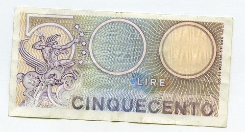 BANCONOTA 500 LIRE MERCURIO P33651011 REPUBBLICA ITALIANA 1974/1979 - Foto 2 di 2