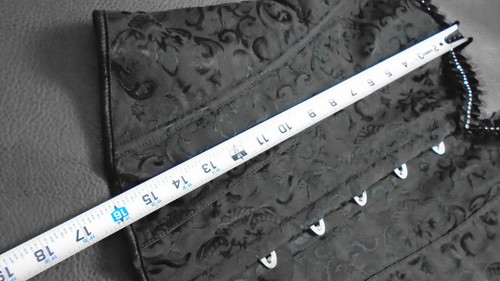 Corsetto 2X Increspature Disossate Strass Lacci Nero Jacquard Damascato - Foto 3 di 6