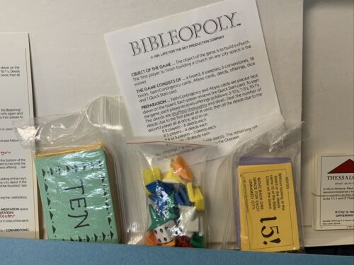 Preowned "BIBLEOPOLY" Monopoly 1991 Board Game Late For The Sky Fun Family Game - Picture 6 of 11