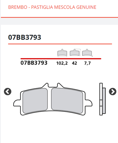 4 SINTERED BREMBO FRONT BRAKE PADS 07BB3793 BMW S 1000 RR HP4 1000 - Picture 3 of 9