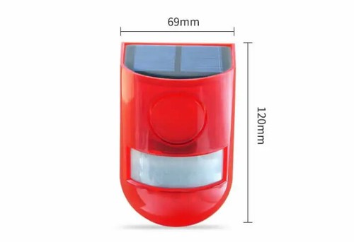Solar Infrarot Bewegungsmelder Alarm mit 110db Sirene Stroboskop Licht für Haus Garten - Bild 12 von 19