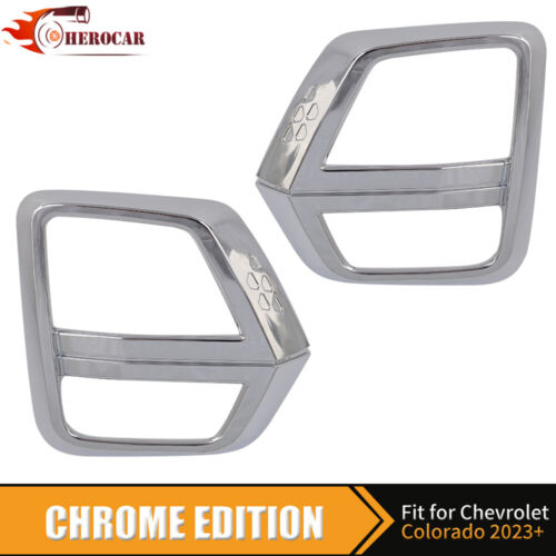 2pc Chrome Front Fog Light Lamp Overlay Trim for Chevy Chevrolet Colorado 2023+ - Bild 2 von 8