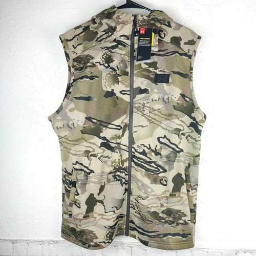 Mens Under Armour Rut Fleece Vest Hoodie Size Medium 1356288-999 - Picture 1 of 7