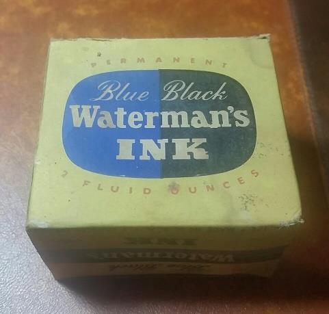 RARA TINTA NEGRA AZUL WATERMAN DE COLECCIÓN BIEN SIN USAR CON CAJA DE FÁBRICA 2 OZ - Imagen 2 de 3