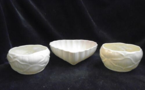 3 Vintage Irish Belleek Nuss Bonboniere Herzschalen grün 5. Mark 1955 - 1965 - Bild 3 von 10