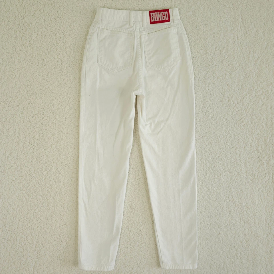 Vintage Bongo Jeans Womens 5 White Mom High Rise Tapered Leg Cotton Denim 90s * - Image 2 of 4