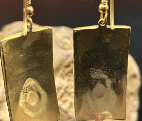 Vintage natürliche Abalone und Onyx Ohrhänger, mexikanische Abalone - Bild 5 von 5