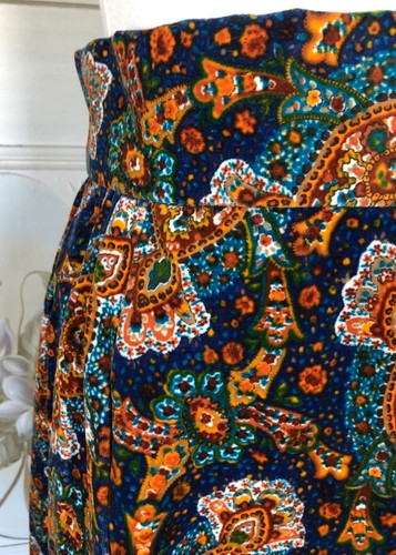 VTG 60s OSCAR DE LA RENTA VELVET MAXI SKIRT PSYCHEDELIC PAISLEY MULTICOLOR HIPPY - Picture 3 of 12