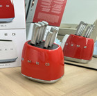 smeg 7-Piece Vintage Knife Block Set - Stainless Steel Blades Expedite Shipping