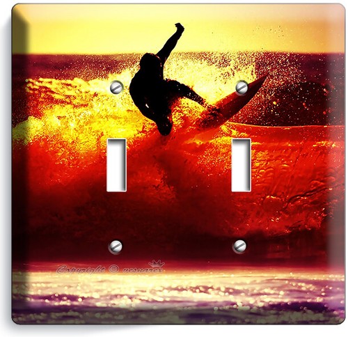 SUNSET SURFER EXTREME SURFING SPORT LIGHT SWITCH WALL PLATE OUTLET ROOM HD DECOR - Picture 7 of 34