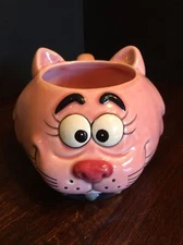23) The Yak Pack 3-D Cat Head Figure Pink  Coffee Mug Cup 1999
