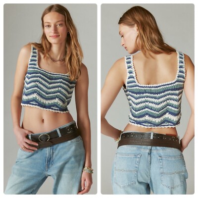 売れ筋商品|||ラッキーブランド カットソー トップス レディース Women's Cotton Embroidered Swing Tank Top Indigo Lucky Brand Women's Crochet Trim Swing Tank, Gardenia at