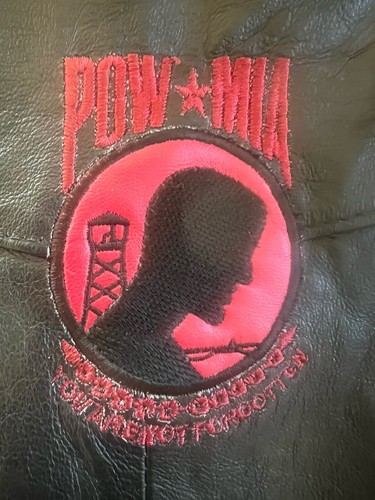 Biker's Dream Apparel Black Leather POW-MIA MC Vest Men’s Sz 44 READ - Bild 14 von 23