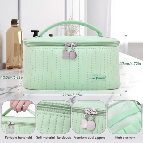 Makeup Bag Travel Cosmetic Bag, Large Capacity Makeup Organizer Bag and Storage, - Picture 3 of 7