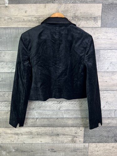 Chaqueta Blazer Anthropologie Maeve Talla Pequeña Negra Terciopelo Recortado Esmoquin Fiesta - Imagen 2 de 11