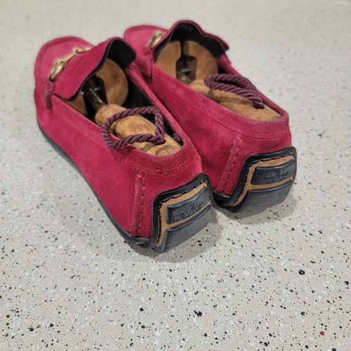 Mocasín Gucci Hombre Gamuza Rojo Horsebit Talla 7 B Muy Apretado - Imagen 5 de 22
