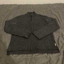 Armani Jeans Y2K Mens XL 1/4 Zip Knit Jumper Grey Virgin Wool Italy