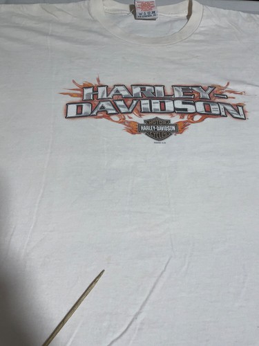 Vintage Harley Davidson T-Shirt 2XL White Long Sleeve Flames Arizona Usa Y2K - Picture 10 of 10