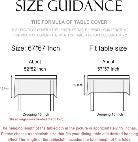 patdrea Linen Floral Tablecloth,Decorative 67" x (Square), Littledaisy  - Foto 6 di 9