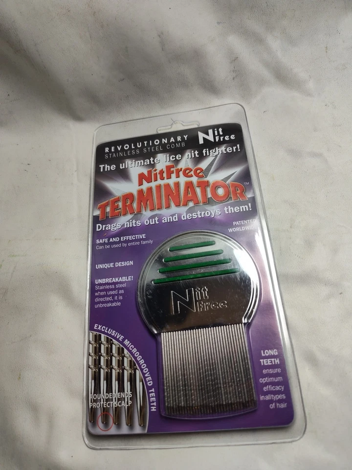 NUEVO Peine para piojos cabeza Terminator sin niendres acero inoxidable - colores surtidos Foto 2 de 4
