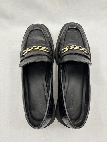 Kenneth Cole Reaction Damen-Loafer schwarz Sienna Lug Goldkette Größe US 9,5 - Bild 4 von 6