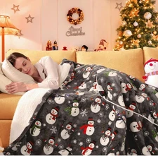 MAXEVE Christmas Heated Throw Blanket Electric Blanket Soft Cozy Heating Blanket