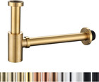 Dark Gold Brass Contemporary round Bottle P Trap 1 1/4,Basin Sink Waste Drain P 