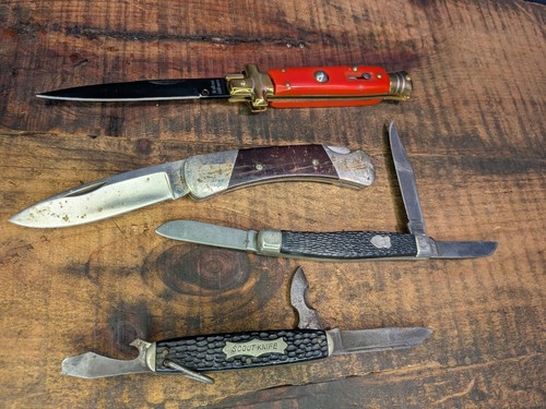 Lot 4 pocket/folding knives - Grandpa's junk drawer - Buck - Fairmount - Sabre!