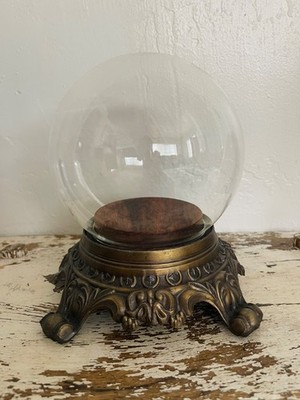 Display Dome Cloche Glass Wood Metal