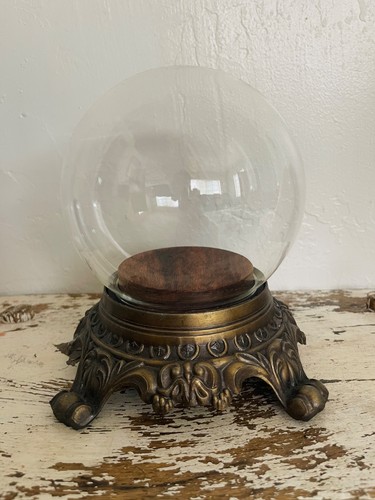 Display Dome Cloche Glass Wood Metal