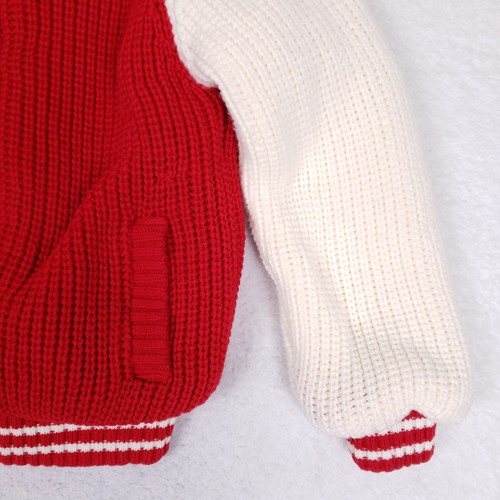 Vintage Outerbound Varsity Knit Jacket Size 10 Red White Sporty Retro Preppy - Picture 3 of 8