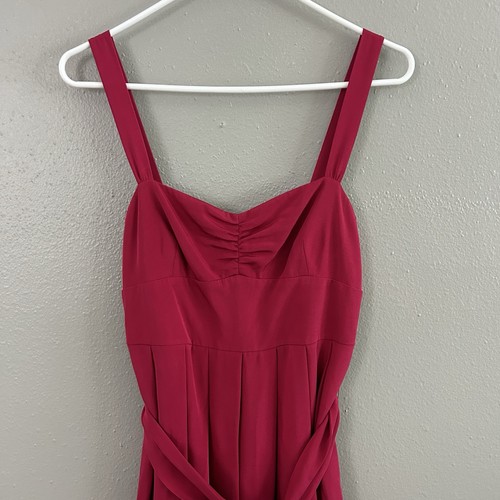 J. Crew 100% Silk Pleated Empire Waist Dress Size 2 Cranberry Dark Fuchsia - Picture 2 of 9
